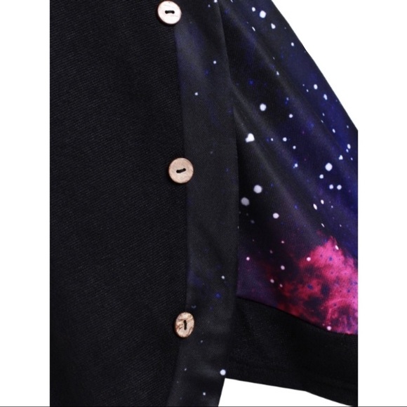 Cowl Neck Galaxy Print Panel Tunic Sweater NWT - Picture 4 of 5